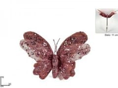 Makro Motýl vianočný ružový 16cm