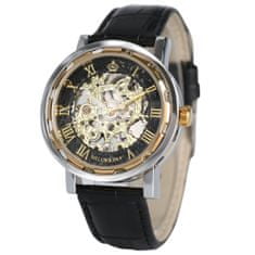 Daklos Luxusné hodinky automatické Orkin s priehľadným ciferníkom a rímskymi číslicami - čierny remienok