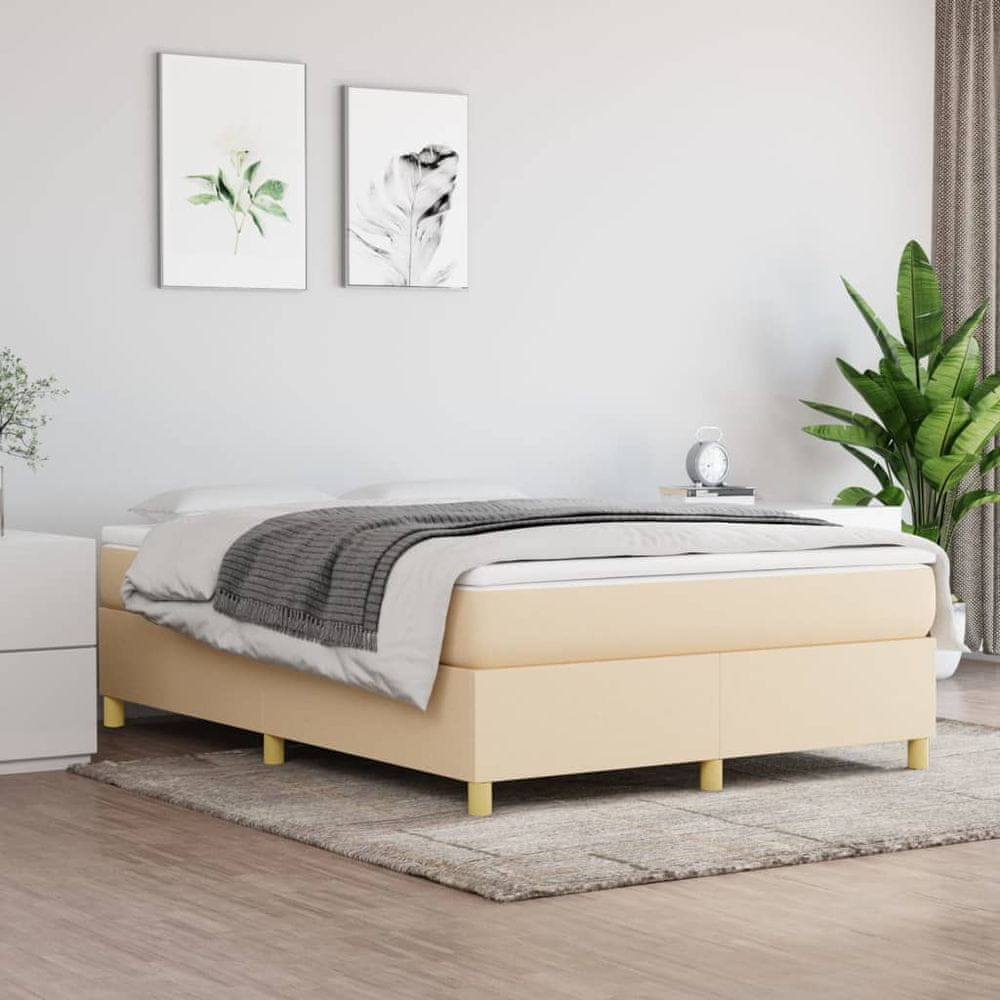 shumee Boxspring posteľ s matracom krémový 140x190 cm látka