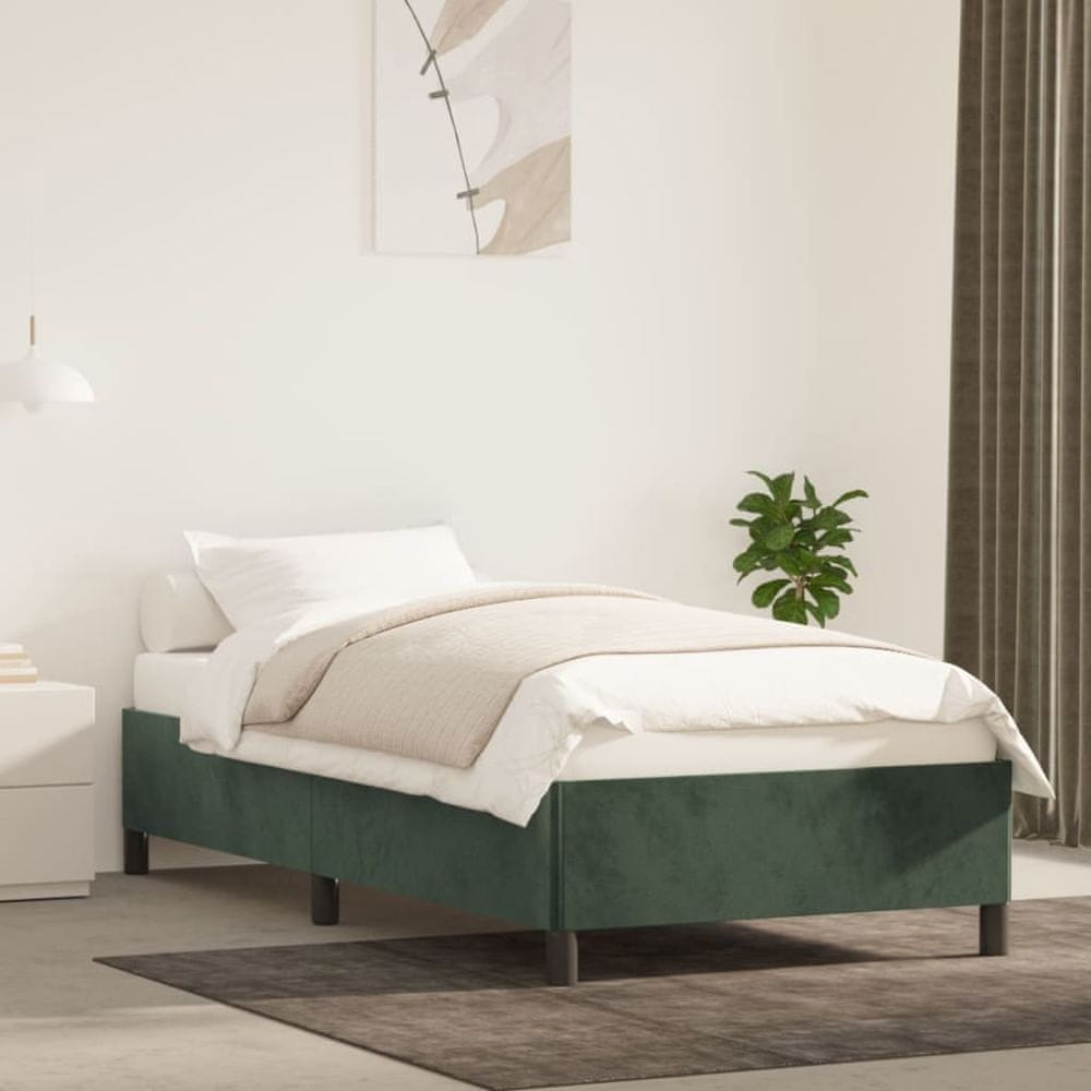Vidaxl Rám postele zelený 90x190 cm zamat