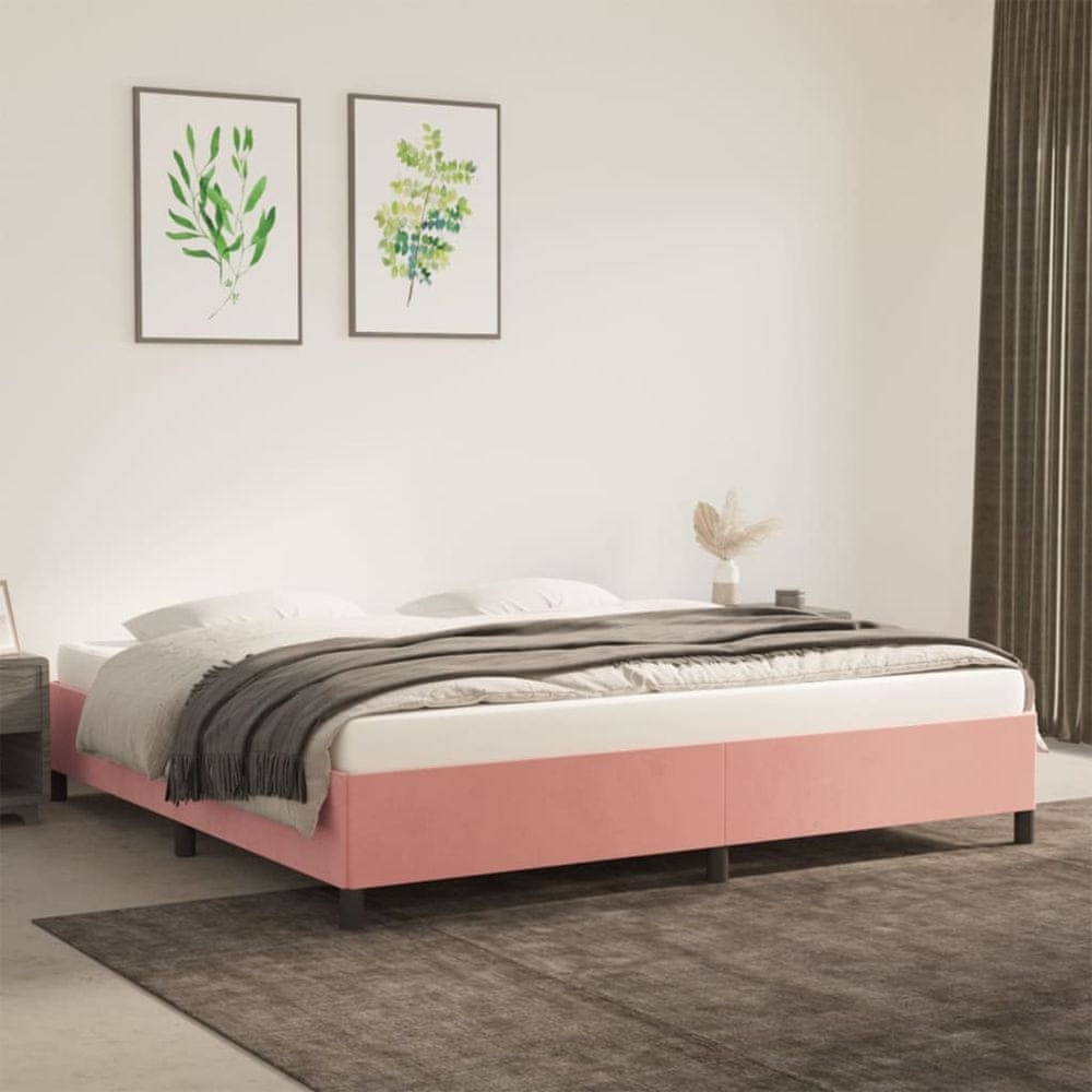 Vidaxl Rám postele ružový 200x200 cm zamat