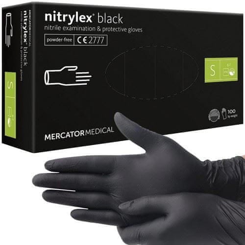 HADEX Nitrilové rukavice čierne bez púdru 100ks./bal., veľkosť S