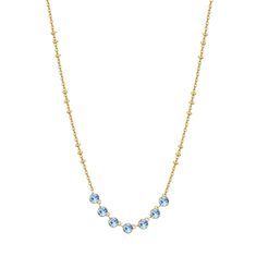 Brosway Pôvabný pozlátený náhrdelník s modrými kryštálmi Symphonia BYM137