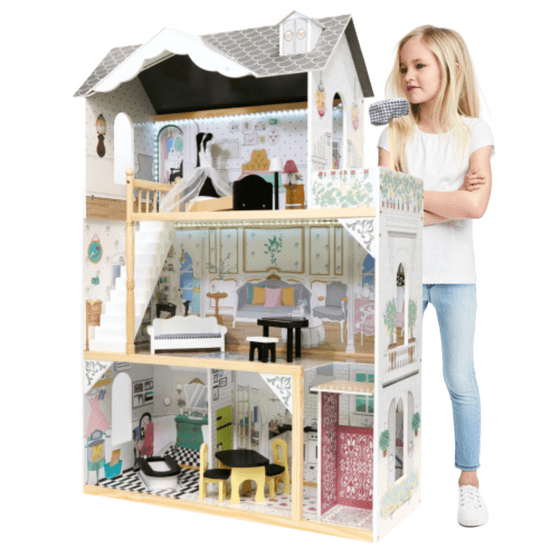 WOWO Drevený domček pre bábiky 122cm s LED