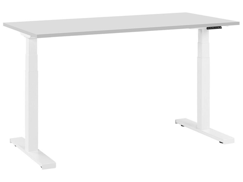 Beliani Elektricky nastaviteľný stôl 130x72cm sivo biely DESTIN II