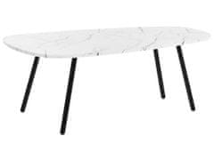 Beliani Konferenčný stolík s mramorovým efektom biela s čiernou BIDDLE
