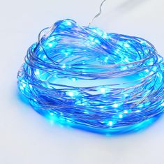 ACA ACA Lighting 100 LED dekoračná reťaz, modrá, strieborný meďený kábel, 220-240V plus 8 funkcií, IP44, 10m plus 3m, 600mA X01100612