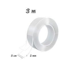 Obojstranná NANO TAPE lepiaca páska transparentná 3cmx3m