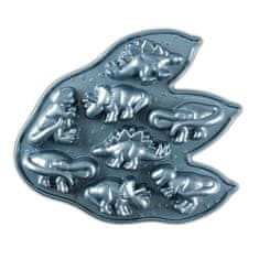 NordicWare Forma na malé bábovky 8 dinosaurov modrá