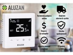 Aluzan 3x EB-160 (JASNÝ DISPLEJ) WiFi - programovateľný termostat pre ovládanie kotlov aj elektrického vykurovania do 16A