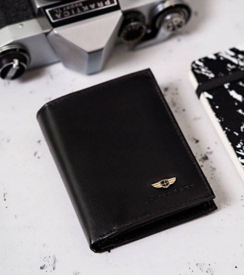 Peterson Pánska kožená peňaženka zabezpečená technológiou RFID Pusztas čierna