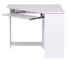 Bruxxi Rohový počítačový stôl s výsuvnou klávesnicou Roman, 103 cm, biela