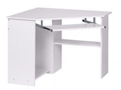 Bruxxi Rohový počítačový stôl s výsuvnou klávesnicou Roman, 103 cm, biela
