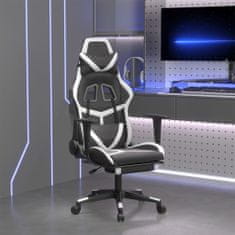 Vidaxl Herná stolička s podnožkou čierna a biela umelá koža