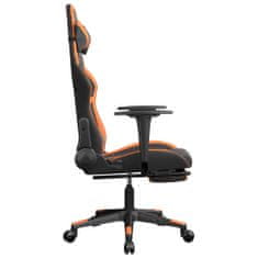 Vidaxl Herná stolička s podnožkou čierna a oranžová umelá koža