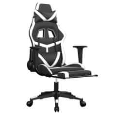 Vidaxl Herná stolička s podnožkou čierna a biela umelá koža