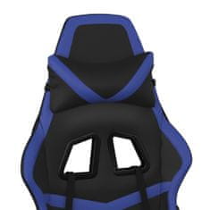 Vidaxl Masážna herná stolička s podnožkou čierna a modrá umelá koža