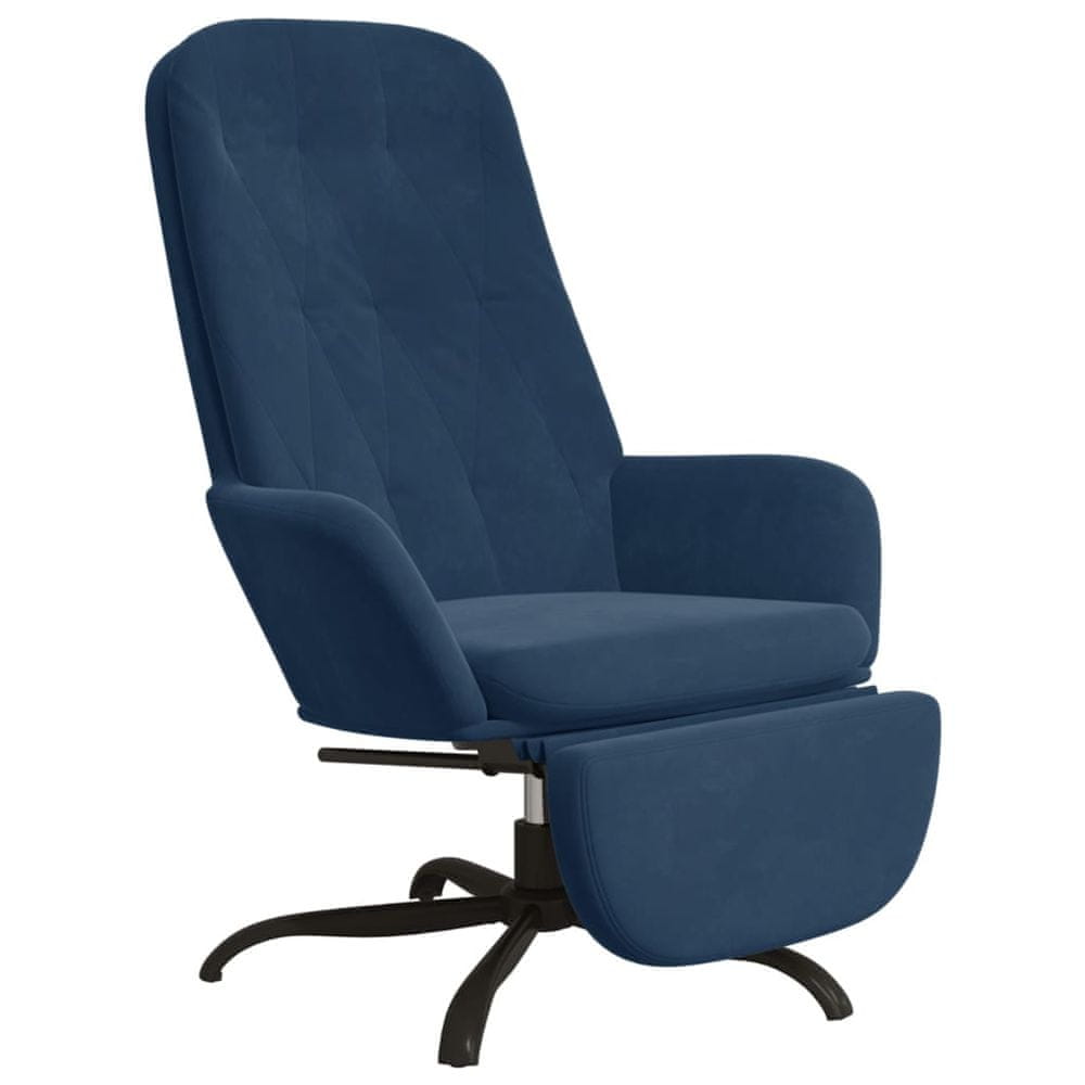 Vidaxl Relaxačné kreslo s podnožkou modré zamat