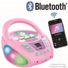 Lexibook Prenosný prehrávač CD Unicorn Bluetooth so svetelnými efektmi a pripojením USB
