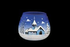 Koryworld Vianočný maľovaný svietnik modrý - Ručná výroba