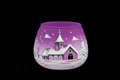koryworld Vianočný maľovaný svietnik fialový - Ručná výroba