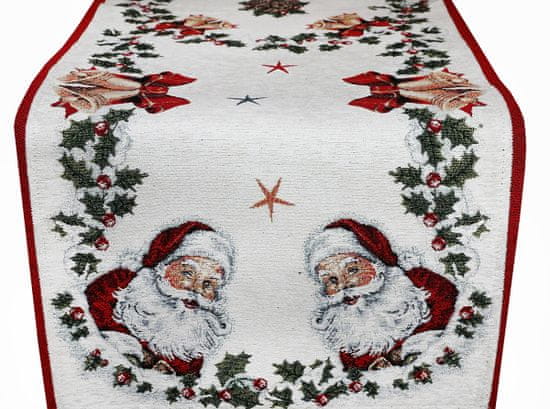 MONDO ITALIA Vianočný gobelínový behúň na stôl Chenille Mikuláš 40x130 cm