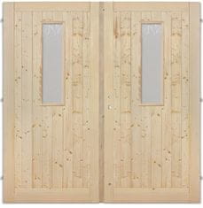 Hdveře vráta palubovkové dvere sklo 212/203 vrátane drevenej zárubne, zámok fab, pravá
