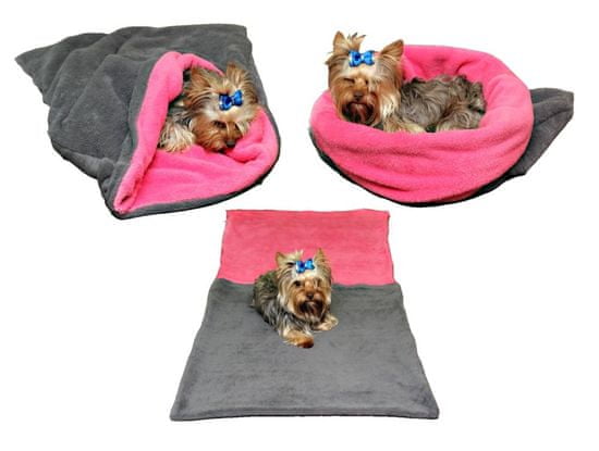 Marysa pelech 3v1 pre psov, šedý / tmavo ružový, veľkosť XL
