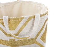 Beliani Textilný kôš v krémovej a zlatej farbe HANWELLA