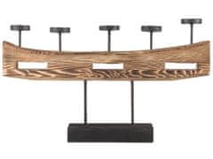 Beliani Drevený svietnik 36 cm svetlé drevo/čierna GUATEMALA