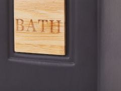 Beliani 4-dielna keramická súprava kúpeľňových doplnkov sivá/svetlé drevo KOUROU