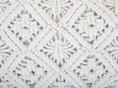 Beliani Bavlnený vankúš makramé 30 x 50 cm biely ALATEPE