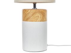 Beliani Keramická stolná lampa biela/svetlé drevo ALZEYA