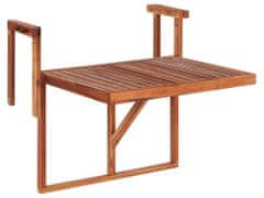 Beliani Akáciový balkónový závesný stôl 60 x 40 cm tmavý drevený UDINE