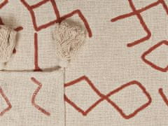 Beliani Bavlnená prikrývka 130 x 180 cm béžová/červená BHIWANI