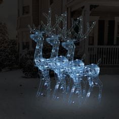 Vidaxl Akrylový soby vianočné ozdoby 3 ks 120 cm studená biela