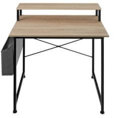 tectake Písací stôl s policou a látkovým úložným boxom - Industrial svetlé drevo, dub Sonoma, 80 cm