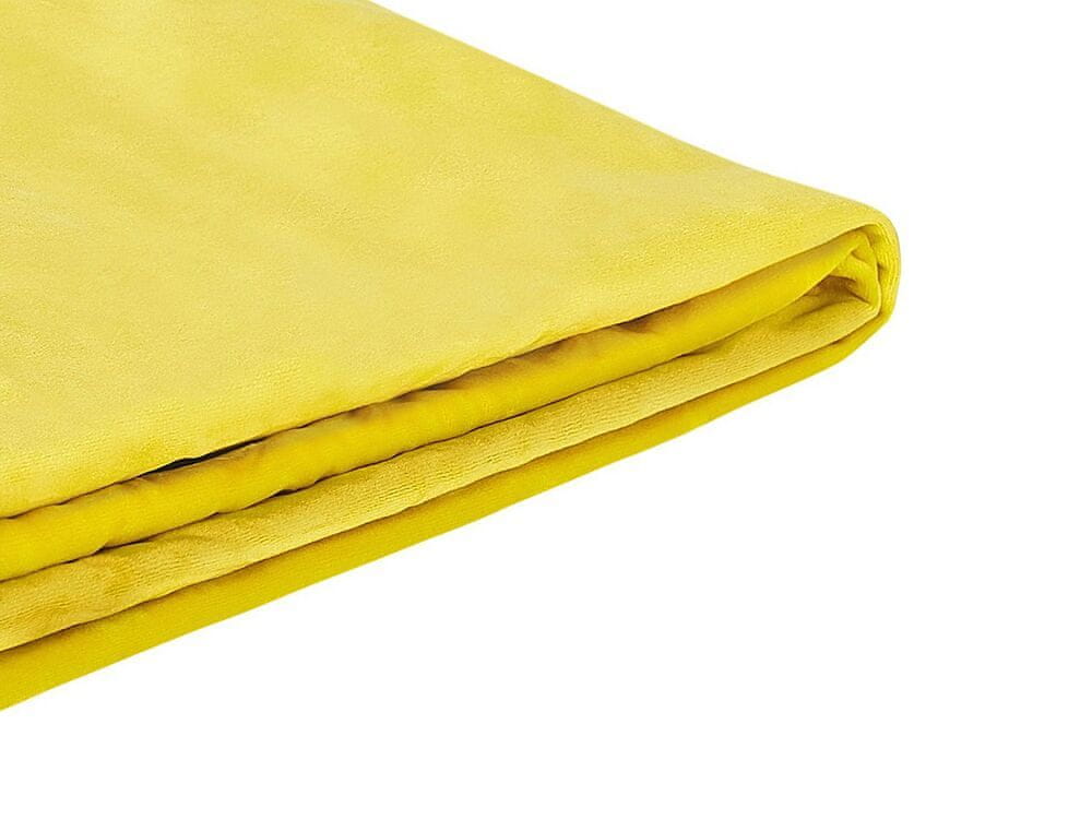 Beliani Prikrývka na posteľ žltá zamatová 160 x 200 cm FITOU