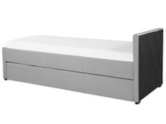 Beliani Rozkladacia čalúnená posteľ 90 x 200 cm svetlosivá MARMANDE
