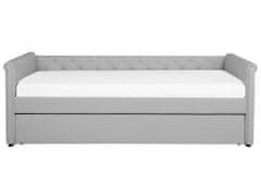 Beliani Rozkladacia čalúnená posteľ 80 x 200 cm svetlosivá LIBOURNE