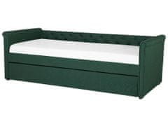 Beliani Rozkladacia čalúnená posteľ 80 x 200 cm zelená LIBOURNE