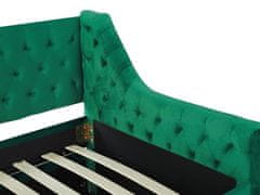 Beliani Rozkladacia zamatová posteľ 90 x 200 cm zelená MONTARGIS
