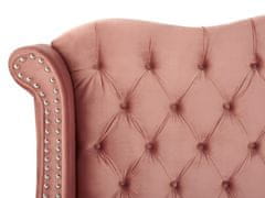Beliani Zamatová posteľ 140 x 200 cm ružová AYETTE