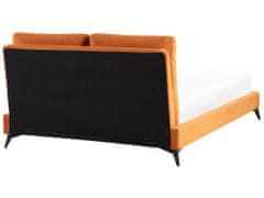 Beliani Zamatová posteľ 140 x 200 cm oranžová MELLE