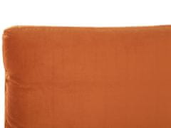 Beliani Zamatová posteľ 160 x 200 cm oranžová MELLE