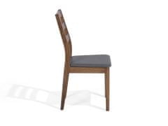 Beliani Sada 2 drevených jedálenských stoličiek tmavé drevo/sivá MODESTO