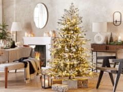 Beliani Zasnežený vianočný stromček so svetielkami 180 cm biely BRISCO