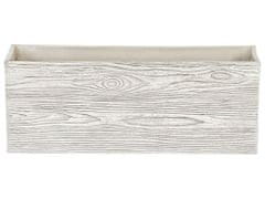 Beliani Biely kvetináč imitácia dreva 42 x 13 x 15 cm PAOS