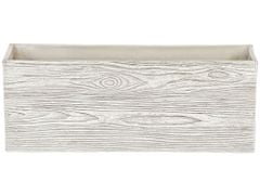 Beliani Biely kvetináč imitácia dreva 54 x 17 x 21 cm PAOS
