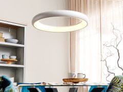 Beliani Závesná kovová LED lampa biela BAGO